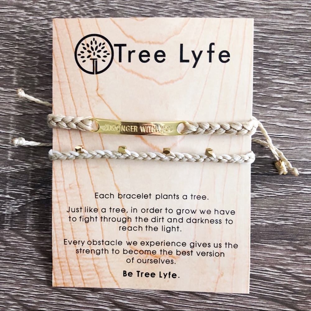 Tree Lyfe Bracelets Set - Beige & Gold